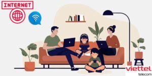 goi internet wifi gia dinh đang vui vẻ lượt web với wifi viettel